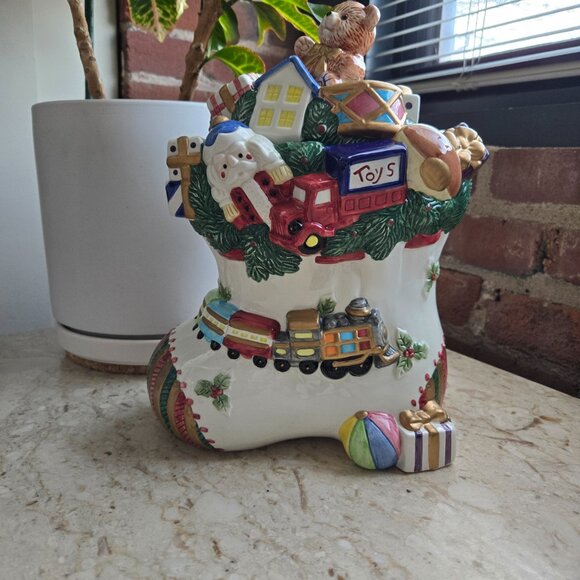 Vintage Fitz and Floyd Toyland Santa Cookie Jar - Picture 2 of 10